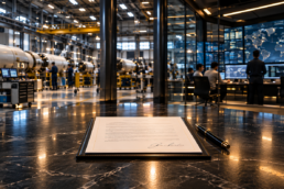 Signed agreement on table